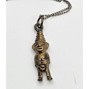 Brass Pachamama Talisman Pendant Bronze Peruvian Incan Sterling Silver Chain 22"